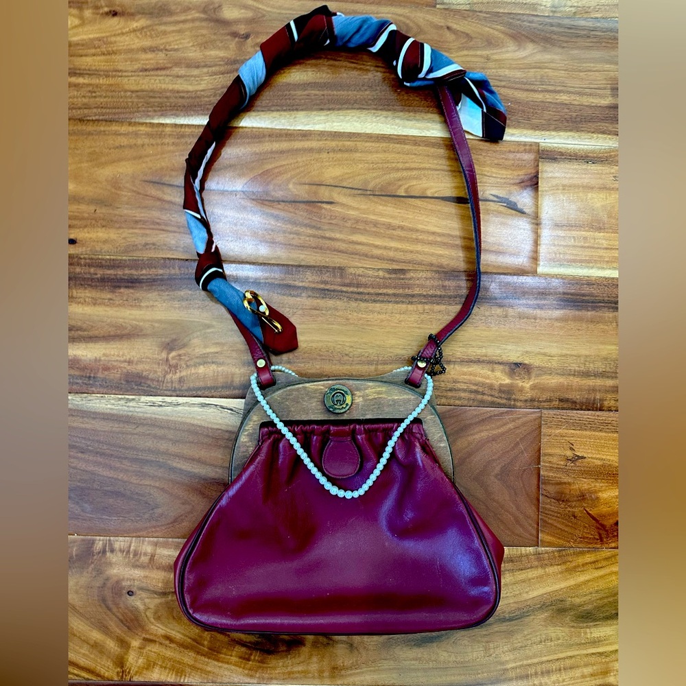 Vintage Oxblood Wooden Aigner Shoulder bag that has been Birkenfied